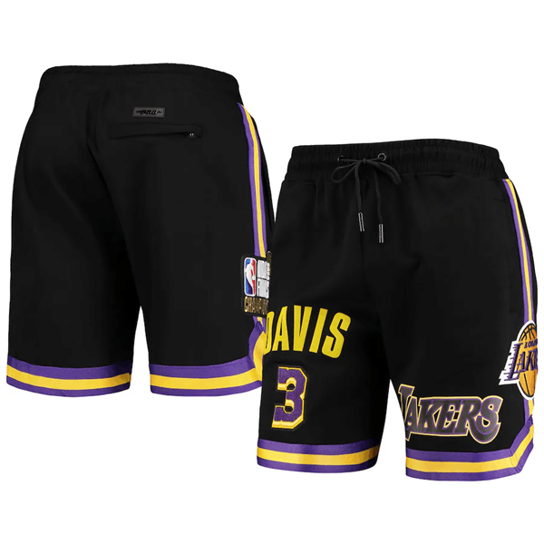 Men's Los Angeles Lakers #3 Anthony Davis Black Shorts